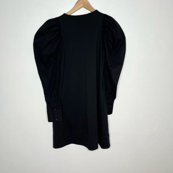 COS Puff Sleeve A Line Mini Dress Womens XS Black Pockets Long Sleeve Cotton - Picture 7 of 10